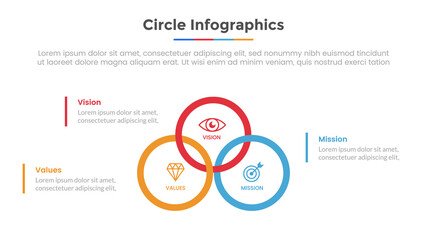circle infographic with 3 list point and modern flat style template slide for presentation © ribkhan