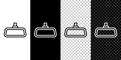 Set line Car mirror icon isolated on black and white,transparent background. Vector.