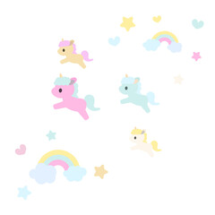 ユニコーンと虹と星イラスト素材