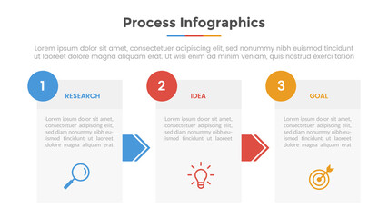 process infographic with 3 list point and modern flat style template slide for presentation