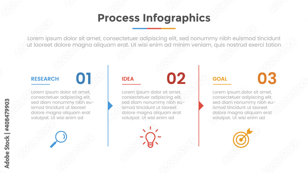 Poster process infographic with 3 list point and modern flat style template slide for presentation