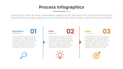 process infographic with 3 list point and modern flat style template slide for presentation
