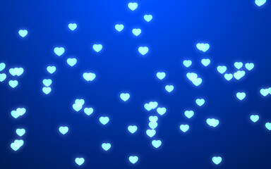 Valentine day white hearts on blue background.