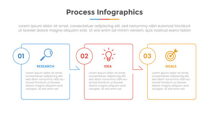 process infographic with 3 list point and modern flat style template slide for presentation