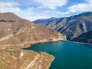 Obraz na płótnie Canvas Dam of Vacha (Antonivanovtsi) Reservoir, Bulgaria