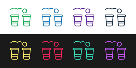 Set line Beer pong game icon isolated on black and white background. Alcohol party game. Vector.