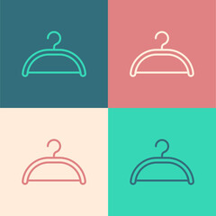 Pop art line Hanger wardrobe icon isolated on color background. Cloakroom icon. Clothes service symbol. Laundry hanger sign. Vector.