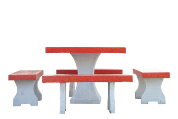 Set of Marble tables and chairs isolated on white background included clipping path.