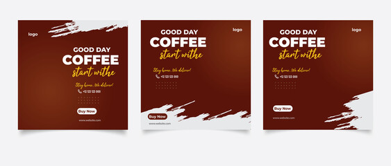 Coffee shop drink menu promotion social media instagram post banner template