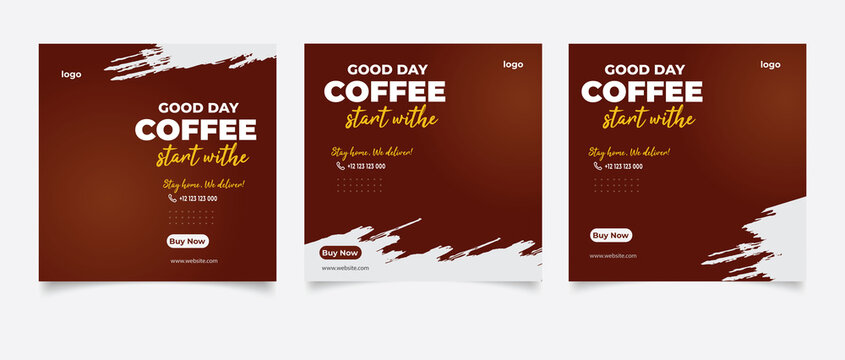 Coffee Shop Drink Menu Promotion Social Media Instagram Post Banner Template