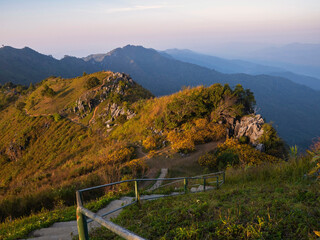 Fototapeta na wymiar Sunset landscape on the mountain