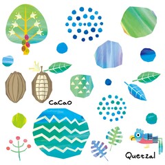 トロピカルなカカオ豆の木とチョコレートのシームレスパターン Abstract Wall Mural Abstra Fumimicreative