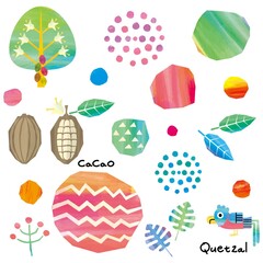 トロピカルなカカオ豆の木とチョコレートのシームレスパターン Wall Mural Fumimicreative トロピカルなカカオ豆の木とチョコレートのシームレスパターン Wall Mural Fumimicreative