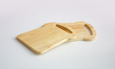Mini wooden chopping board isolated white background