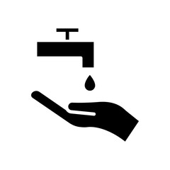 Hand icon with water tap. Washing hands symbol. simple design editable. Design template vector