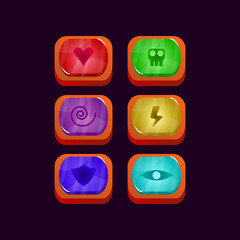 set of game ui glossy jelly magic power up icon for gui asset elements vector illustration