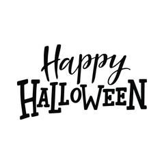 Happy Halloween. Trendy typographic handlettering illustration. Could be used as part of design for  greeting cards, flyers, poster or party invitations. Isolated on white. Vector.