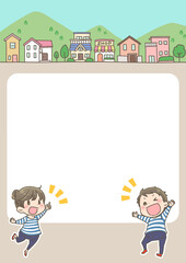 若い夫婦と街並み