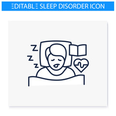 Experiences asleep line icon. Sleep disorder. Healthy sleeping concept. Sleep problems treatment. Reliving dreams. Health care. Isolated vector illustration. Editable stroke 