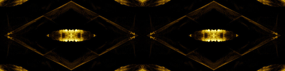 Repeated Yellow Border. Random Shapes Art.