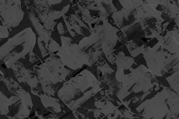 Modern contemporary acrylic background. Black texture made with a palette knife. Abstract painting on paper. Mess on the canvas.