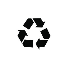 black recycle vector, white color background.