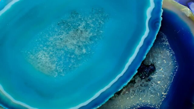 Agate stones. Agates blue set. Texture of natural stone agate