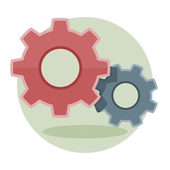 Gears, settings or cogwheel icon in flat design. Vector graphic illustration