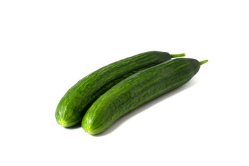 Green long Chinese cucumber. Isolated.
