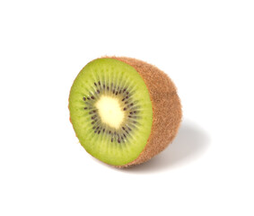 Close up of kiwi fruit and slice kiwi isolated on the white background