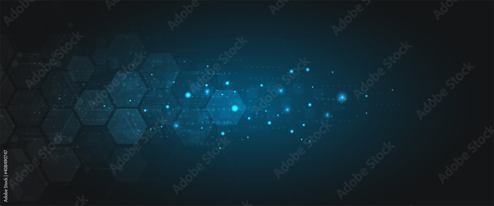 Poster abstract technology with global world network and telecommunication on earth digital data visualizat