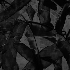 Modern contemporary acrylic background. Black texture made with a palette knife. Abstract painting on paper. Mess on the canvas.