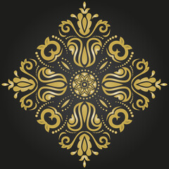 Oriental pattern with arabesques and floral golden elements. Traditional classic ornament. Vintage pattern with arabesques