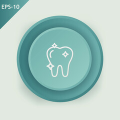Tooth button icon vector. Grey button