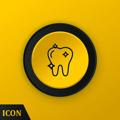 Tooth icon vector. Yellow round button on Yellow background.