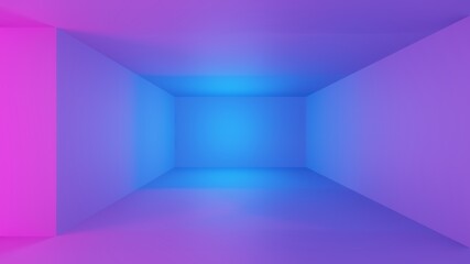 A hall with a light pink and blue background. - 3D rendering