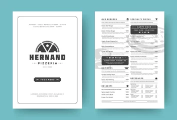 Fotobehang Pizza restaurant menu layout design brochure or food flyer template vector illustration. © provectors
