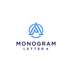 letter A logo vector with triangle circle shape