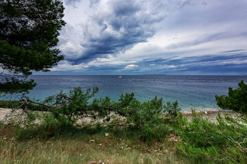 Fototapeta na wymiar landscape with mediterranean coastline. The storm is approaching.