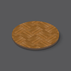 Circle wooden floor on dark gray floor