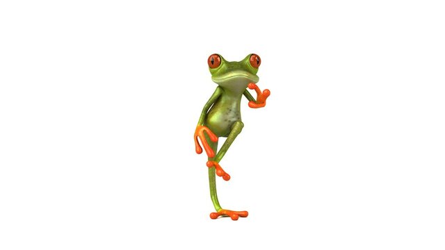 Fun 3D cartoon tropical frog dancing