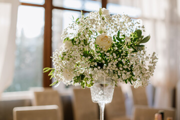 Beautiful flowers decoration in wedding hall