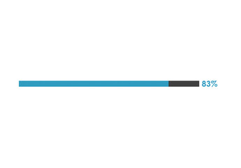 83% loading icon, 83% Progress bar vector illustration