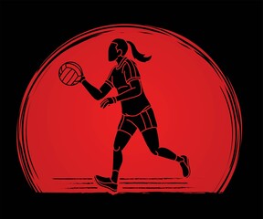 Gaelic Football Female Player Cartoon Graphic Vector