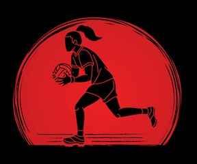 Gaelic Football Female Player Cartoon Graphic Vector