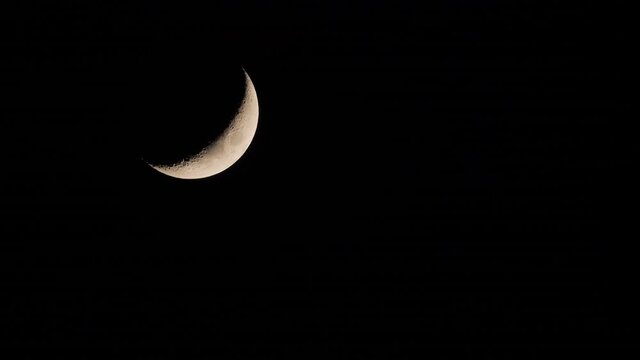 Scene time lapse of crescent moon and night sky, Big moon Background