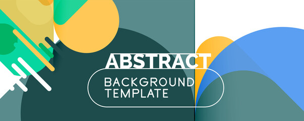 Naklejka premium Flat geometric round shapes and dynamic lines, abstract background. Vector illustration for placards, brochures, posters and banners