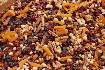 dried fruit mixture walnuts hazelnuts pistachio raisins cranberries figs dried apricots prunes