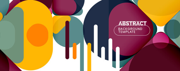 Modern geometric round shapes and dynamic lines, abstract background. Vector illustration for placards, brochures, posters and banners