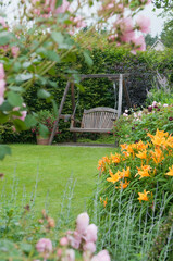 Wooden garden swing